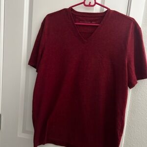 John Varvatos mens Burgundy V-Neck T-Shirt large